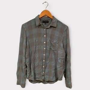 Aeropostale gray‎ and blue checkered boyfriend shirt XL